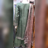 IMROZIA DESIGNER PARTY WEAR WITH CONTRAST DUPATTA - GREEN